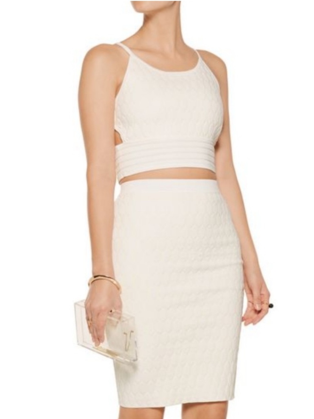 Jonathan Simkhai Crop Top with Side Cutouts Cream XS